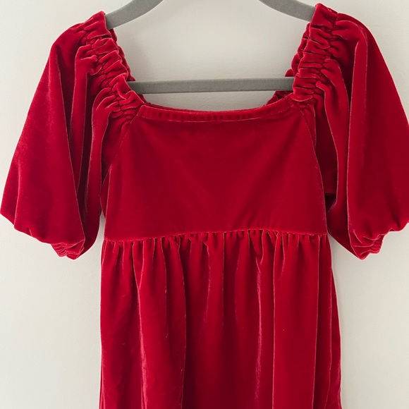 J. Crew Factory Girls Red Velvet Dress - Picture 3 of 5
